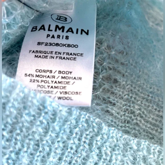💔 SOLD BALMAIN women blue mohair blend sweater - Picture 5 of 5